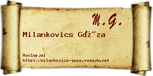 Milankovics Géza névjegykártya